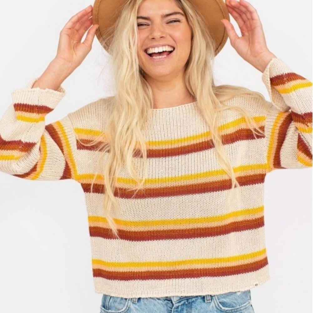 Rip‎ Curl Golden Days Sweater Striped Cropped Size M